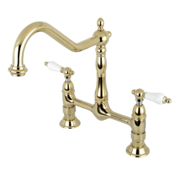Kingston Brass KS1172PL Heritage Bridge Kitchen Faucet, Polished Brass KS1172PL - main